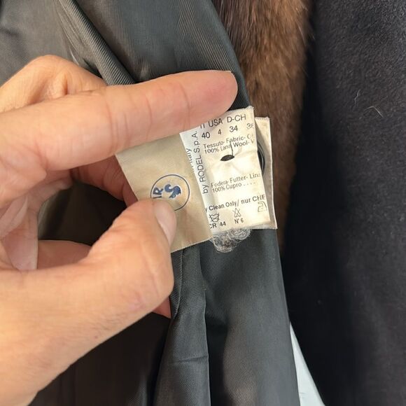 Cinzia Rocca Black Coat Jacket w/ brown Mink Fur coat - 4 - Picture 5 of 9